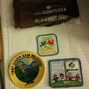 girl scout patches and brown sash